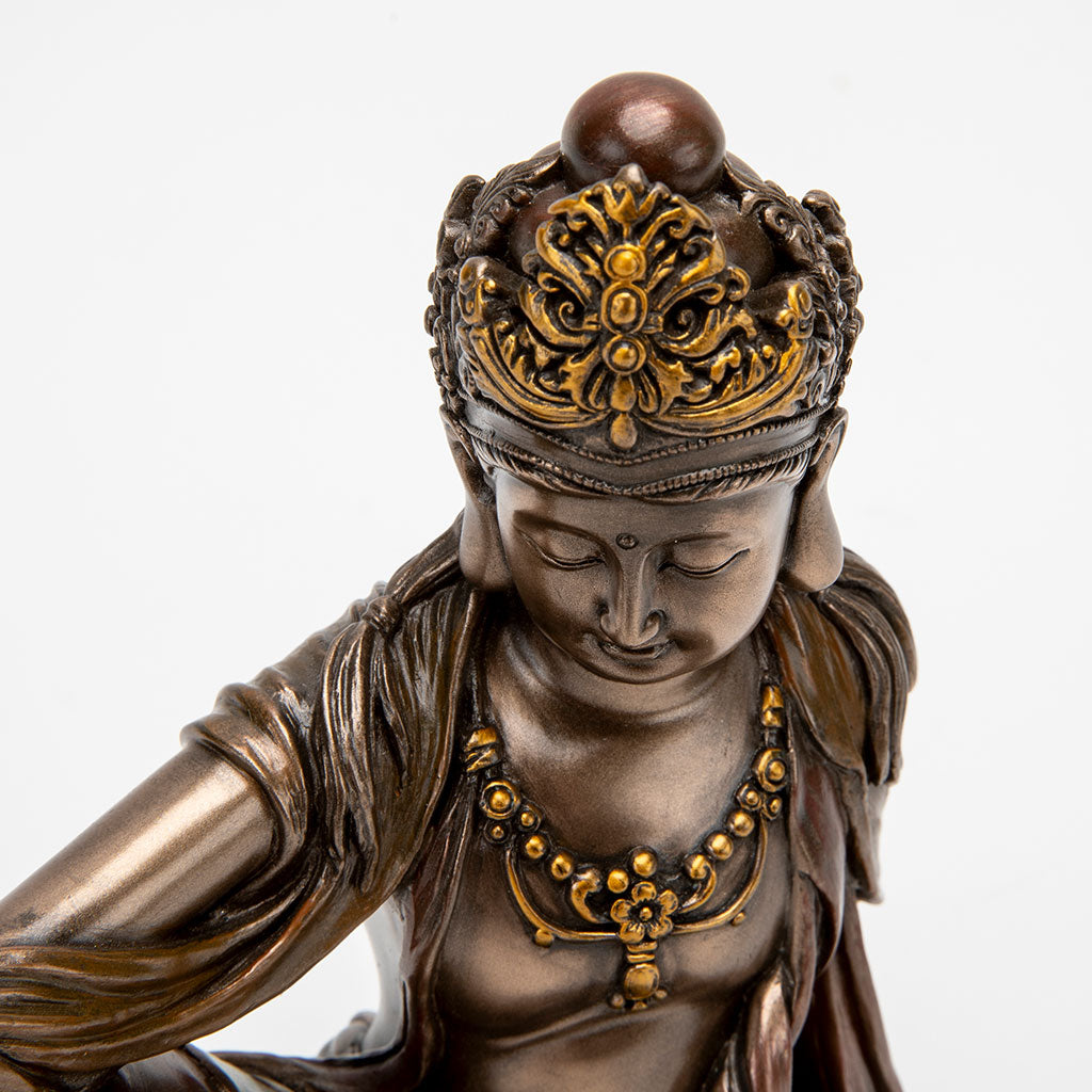 Bronze Kuan Yin Royal Ease Statue - Goddess Of Compassion | DharmaCrafts