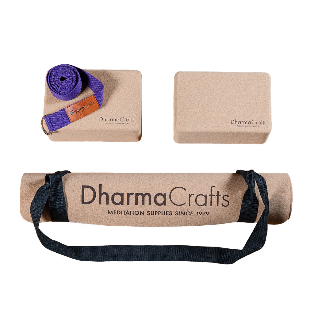 Yoga Starter Kit Mat Block Strap Set DharmaCrafts