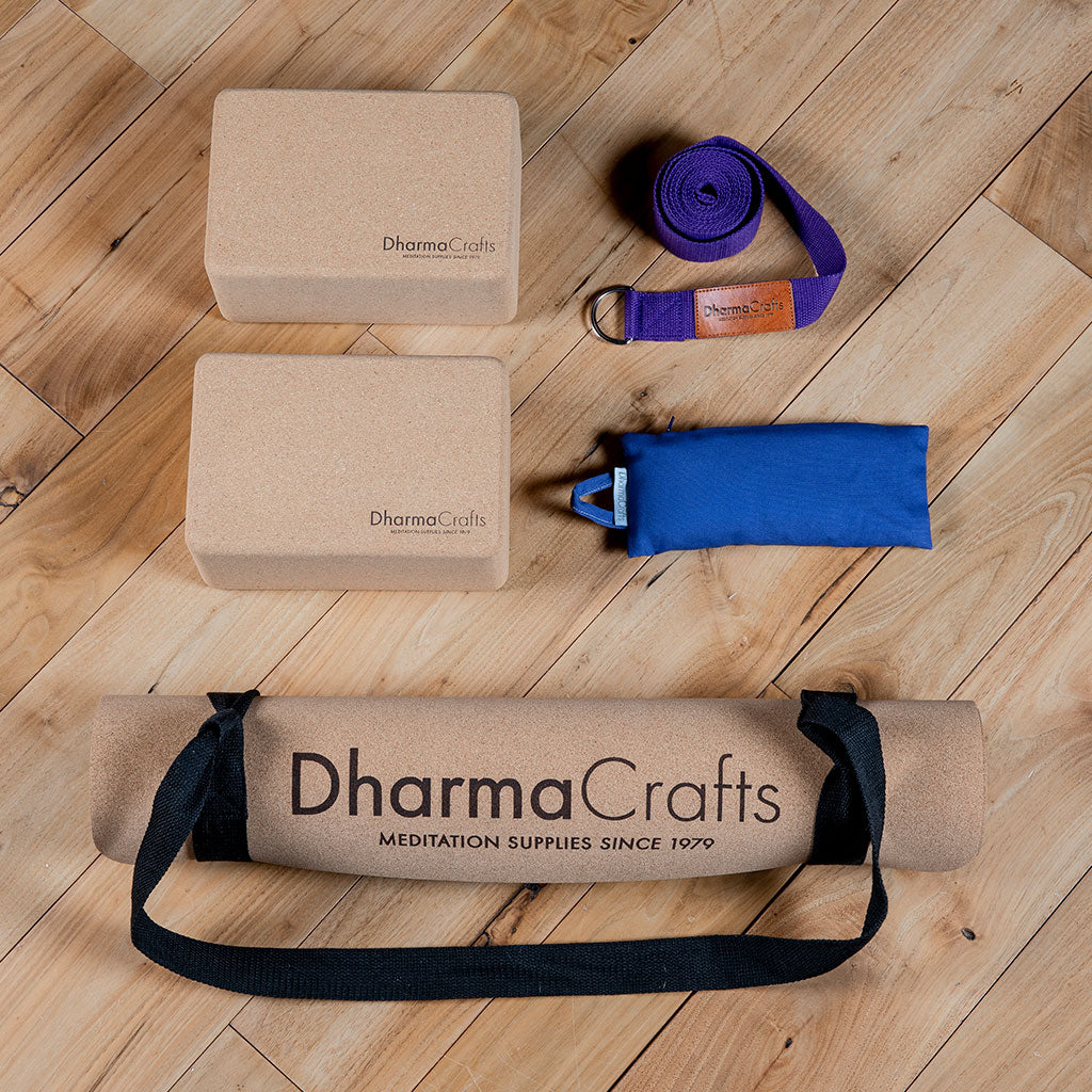 Yoga Starter Kit - Mat, Block & Strap Set