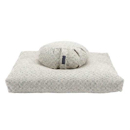 Gray textured pillow and cushion on a white background
