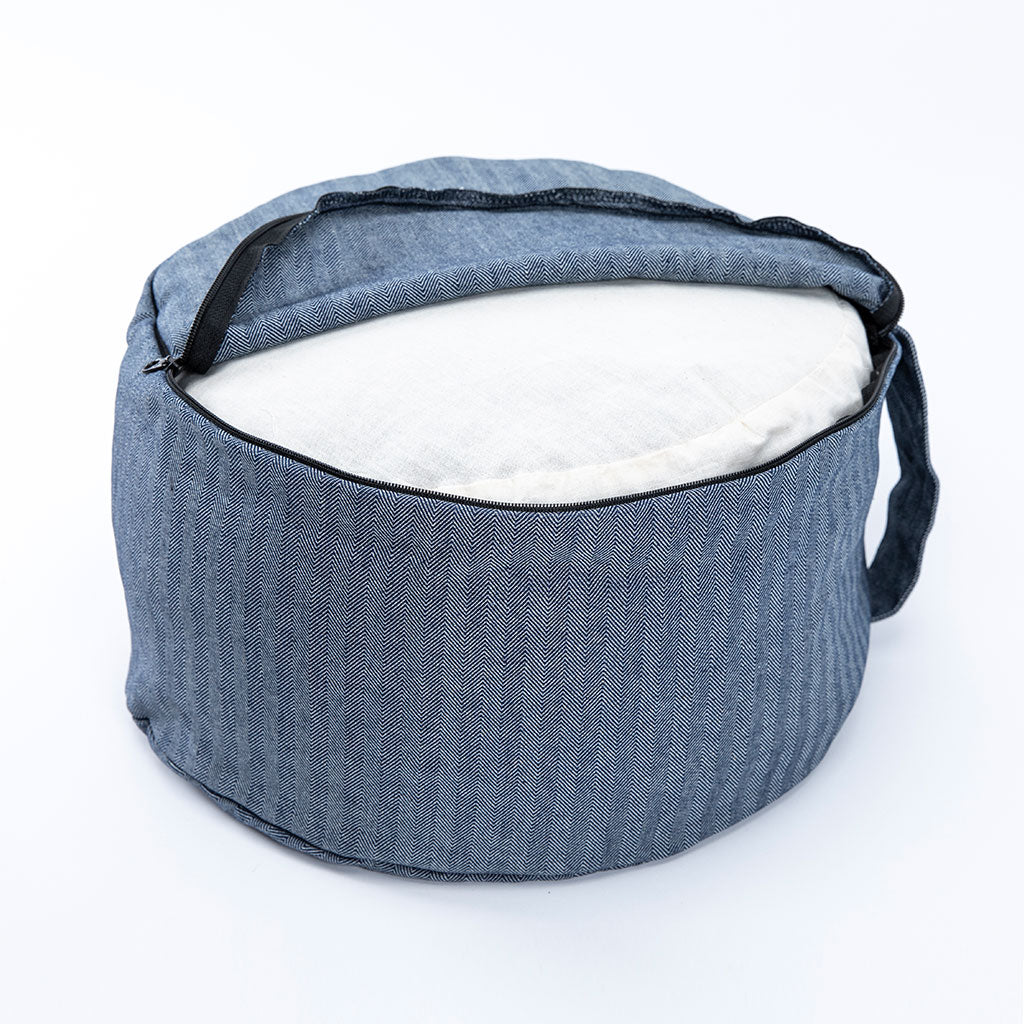 Denim Buckwheat Hull Zafu - COVER ONLY