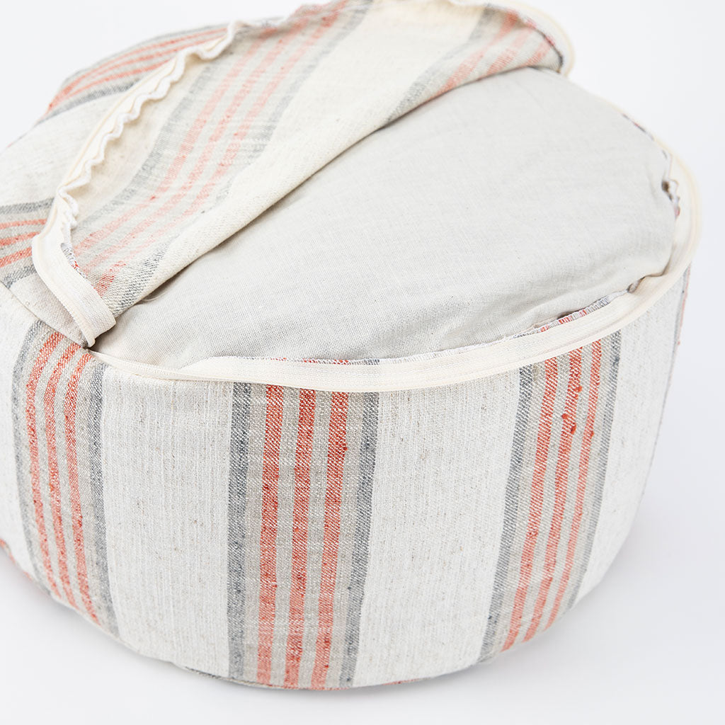 Coral Stripe Buckwheat Hull Zafu - COVER ONLY