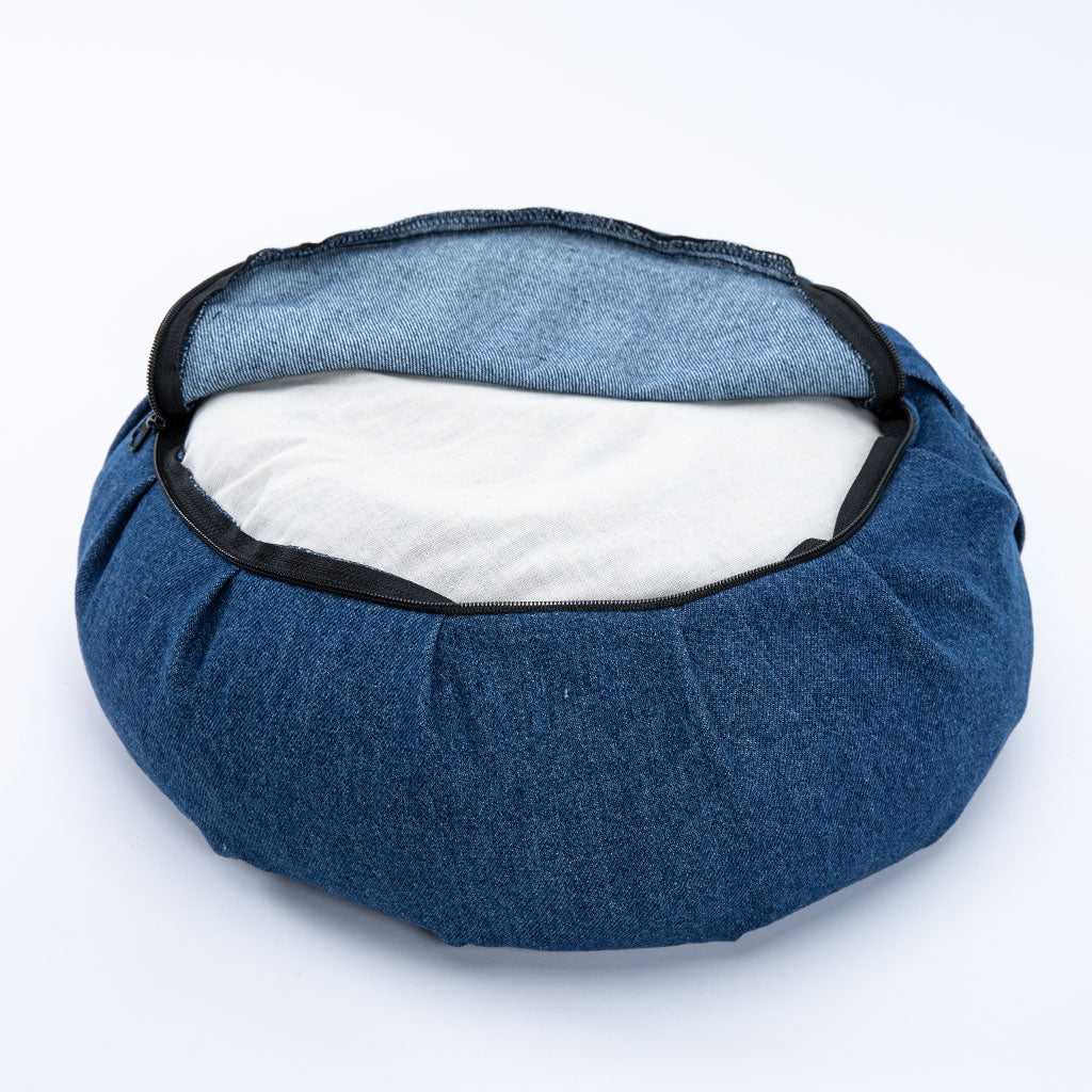 Denim Buckwheat Hull Zafu - COVER ONLY