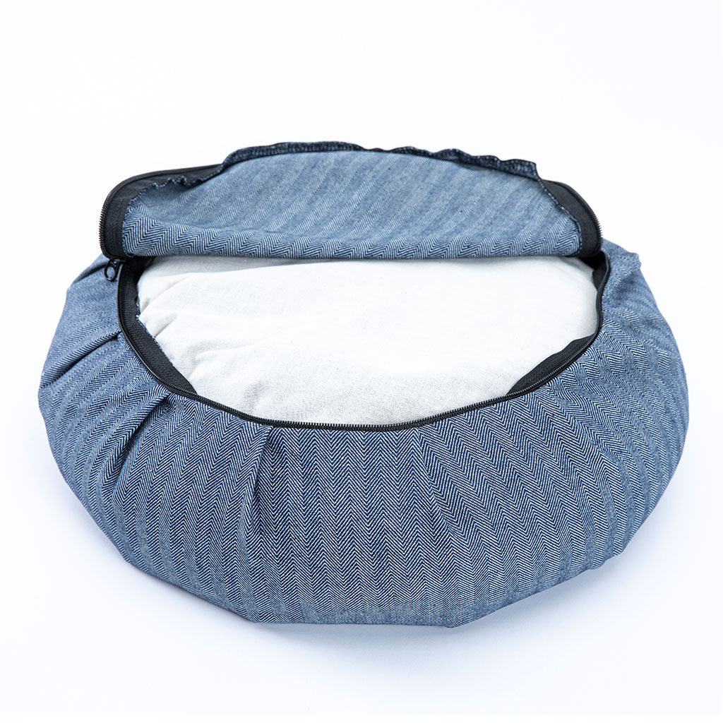 Denim Buckwheat Hull Zafu - COVER ONLY