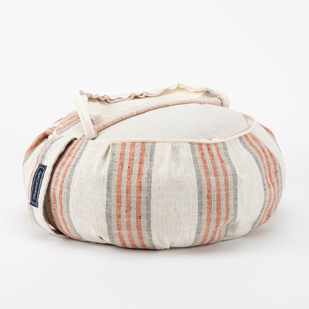 Coral Stripe Buckwheat Hull Zafu - COVER ONLY