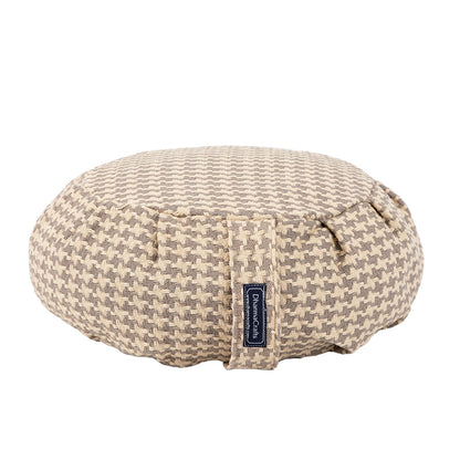 Houndstooth Beige Buckwheat Hull Zafu - COVER ONLY