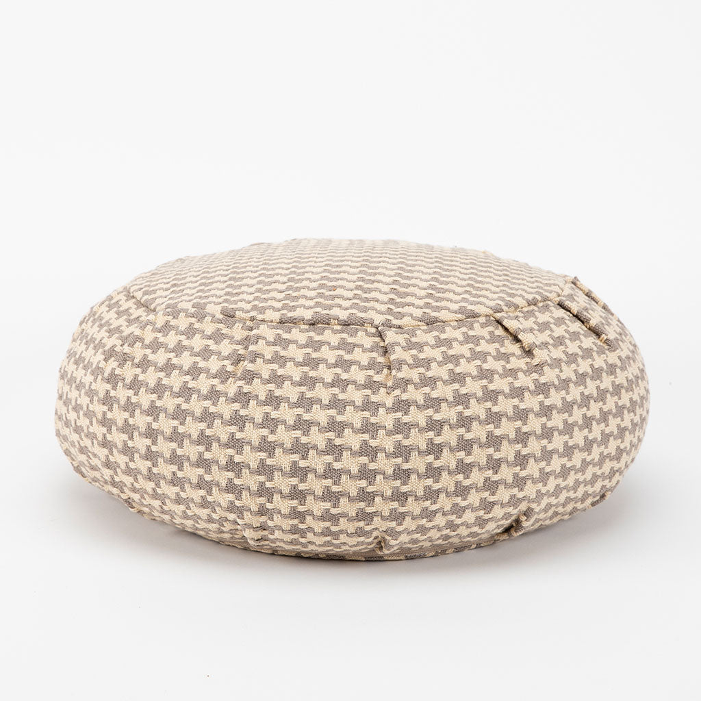 Houndstooth Beige Buckwheat Hull Zafu - COVER ONLY