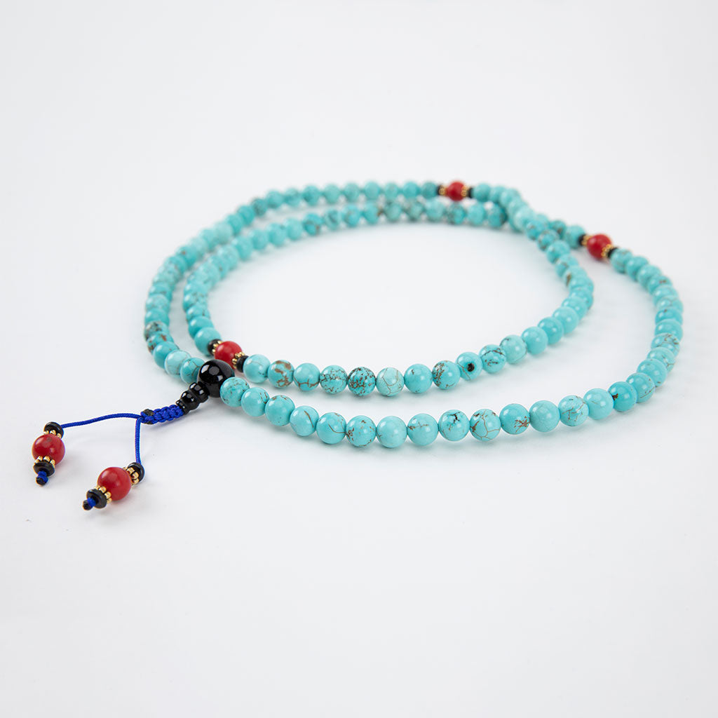 Coral & Turquoise Mala Necklace