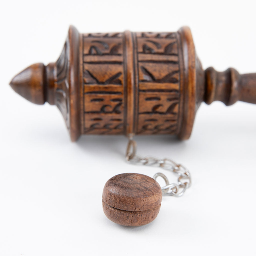 RARE Buddhist prayer wheel in painted shops wood 2 mills, MAPT7