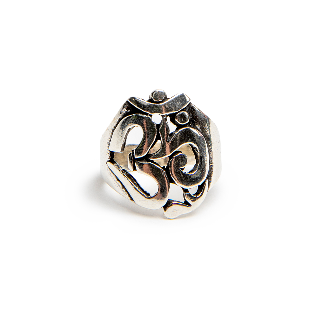 DharmaCrafts Large Silver Om Symbol Ring