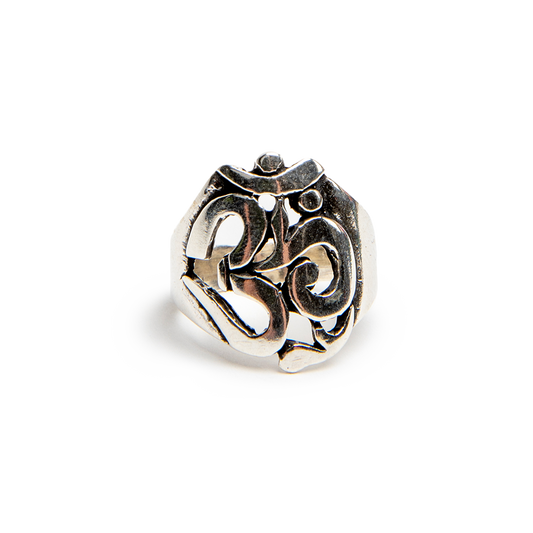 DharmaCrafts Large Silver Om Symbol Ring