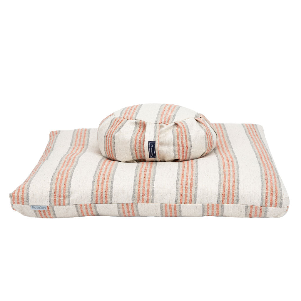 Coral Stripe Zafu Zabuton Set