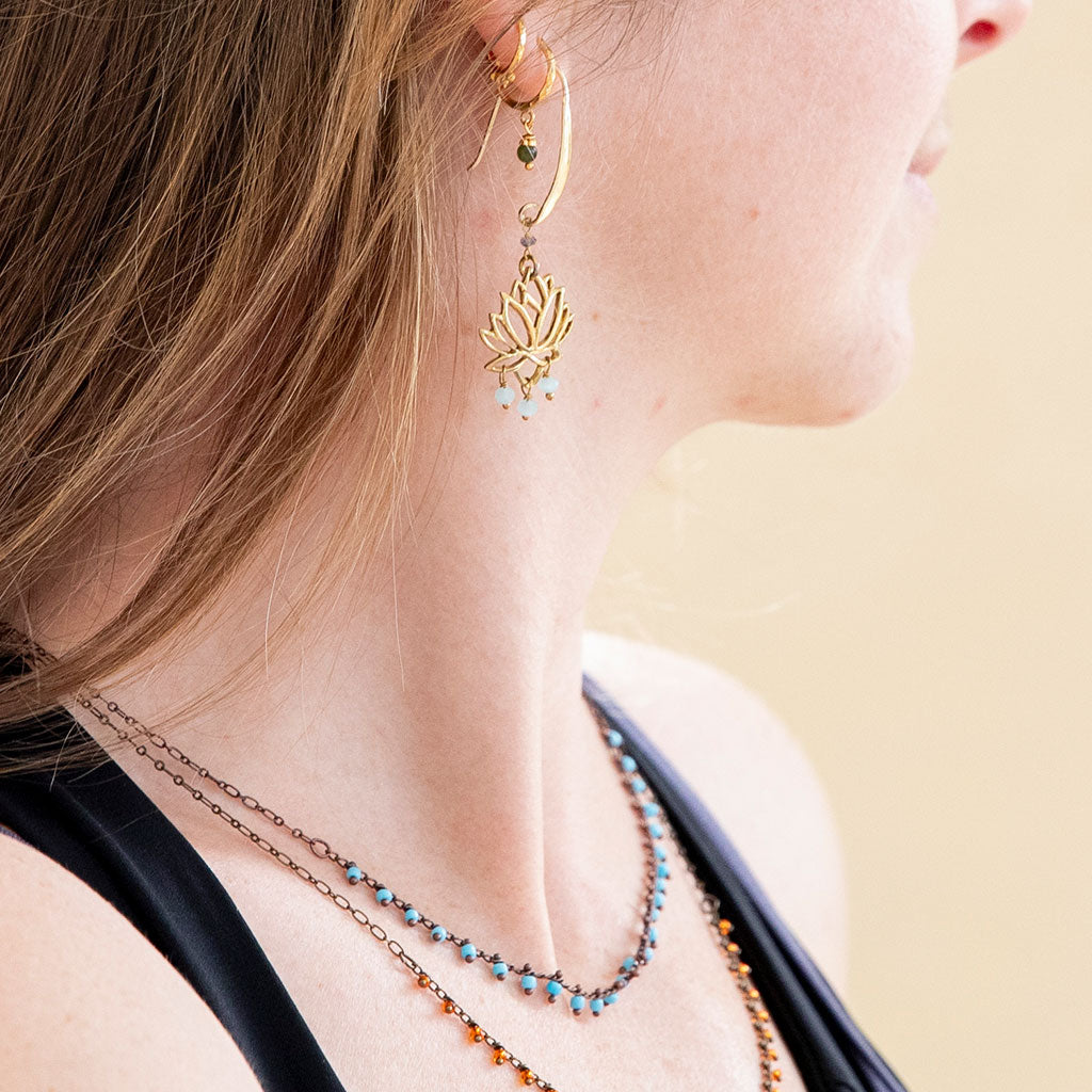 Lotus Flower Dangle Earrings