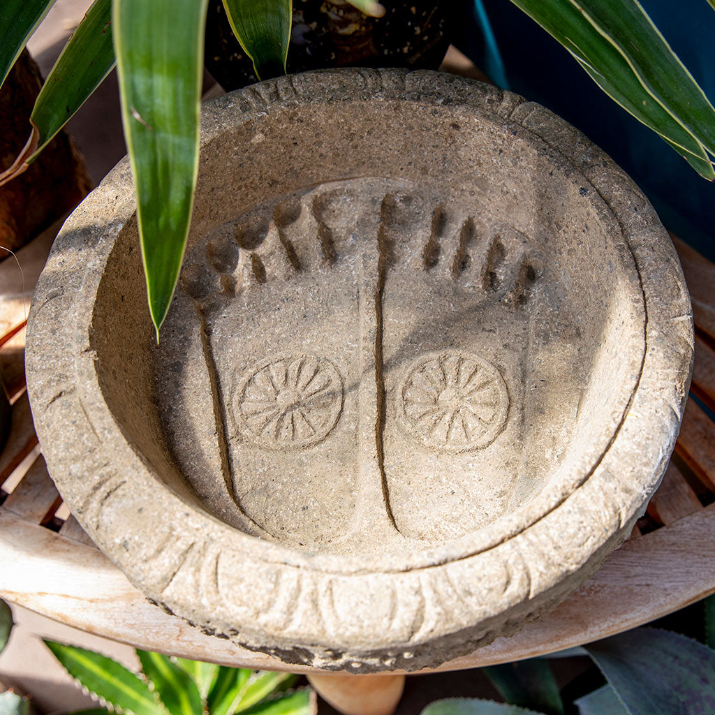 Lotus and Buddha Feet Birdbath