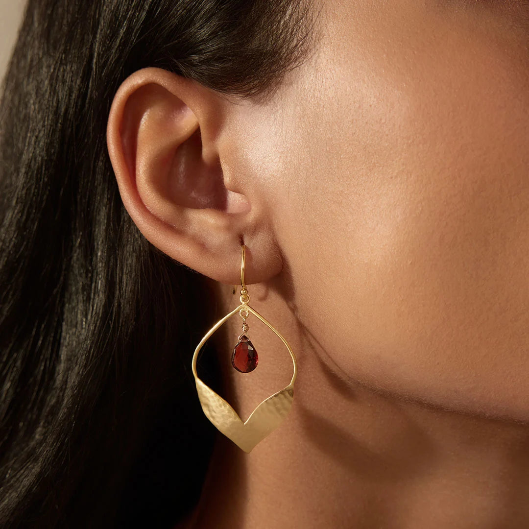 Garnet Topaz Lotus Earrings