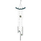 Decorative wind chime with curved top and cylindrical beads on a white background