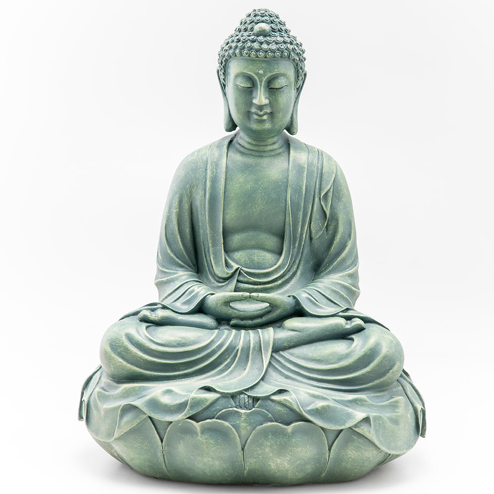 Meditating Buddha on Lotus Throne Statue, Green | DharmaCrafts