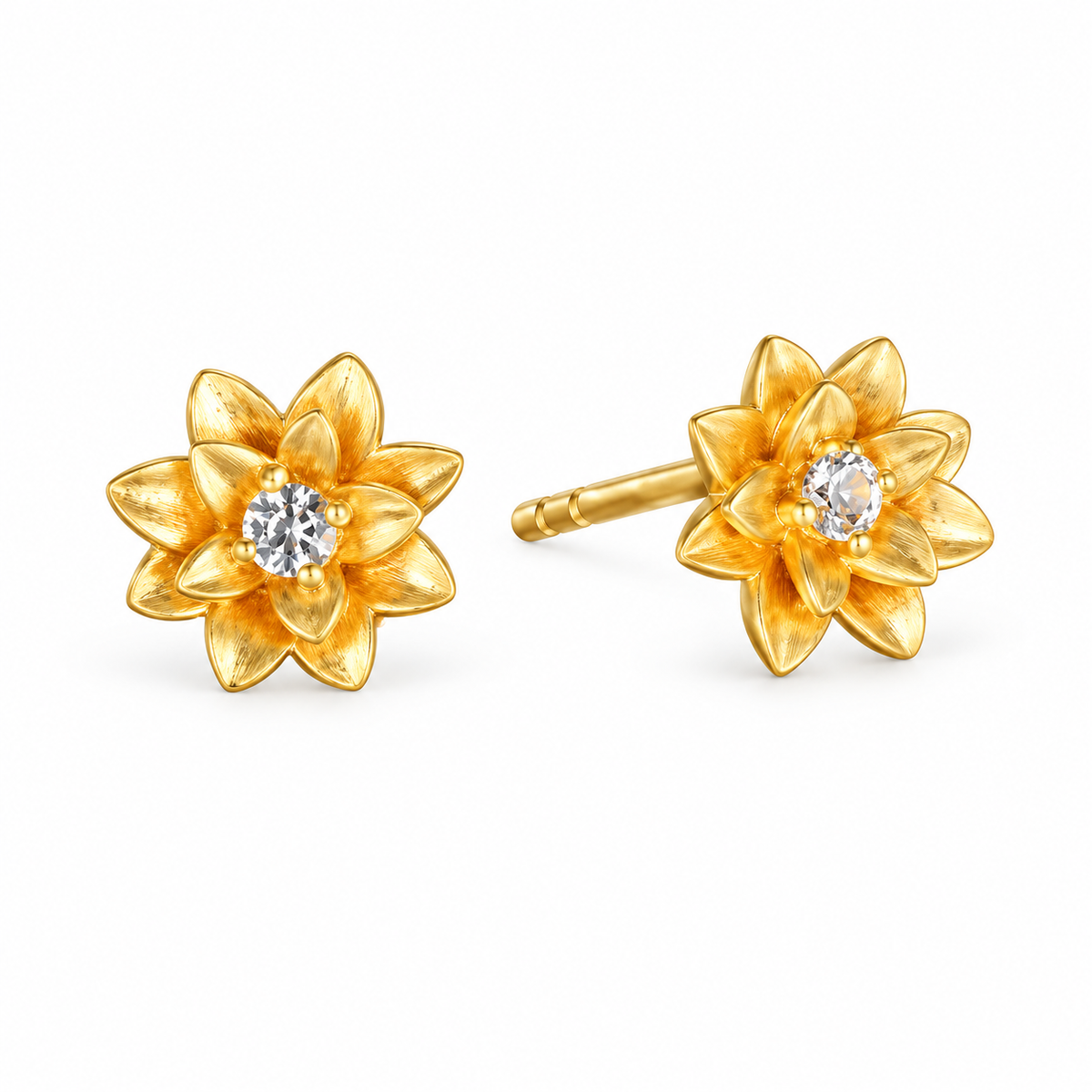 White Topaz Lotus Stud Earrings