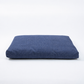 A rectangular floor cushion in a textured navy blue fabric, photographed from a direct overhead angle on a seamless white background.