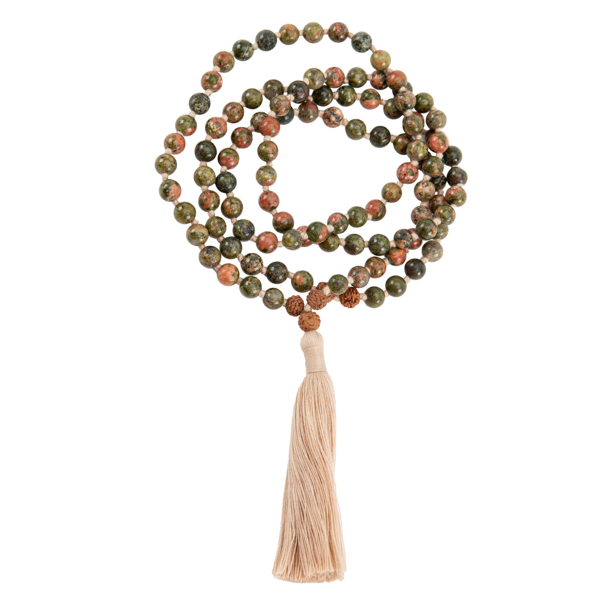 Handmade Prayer Beads: Unakite Mala