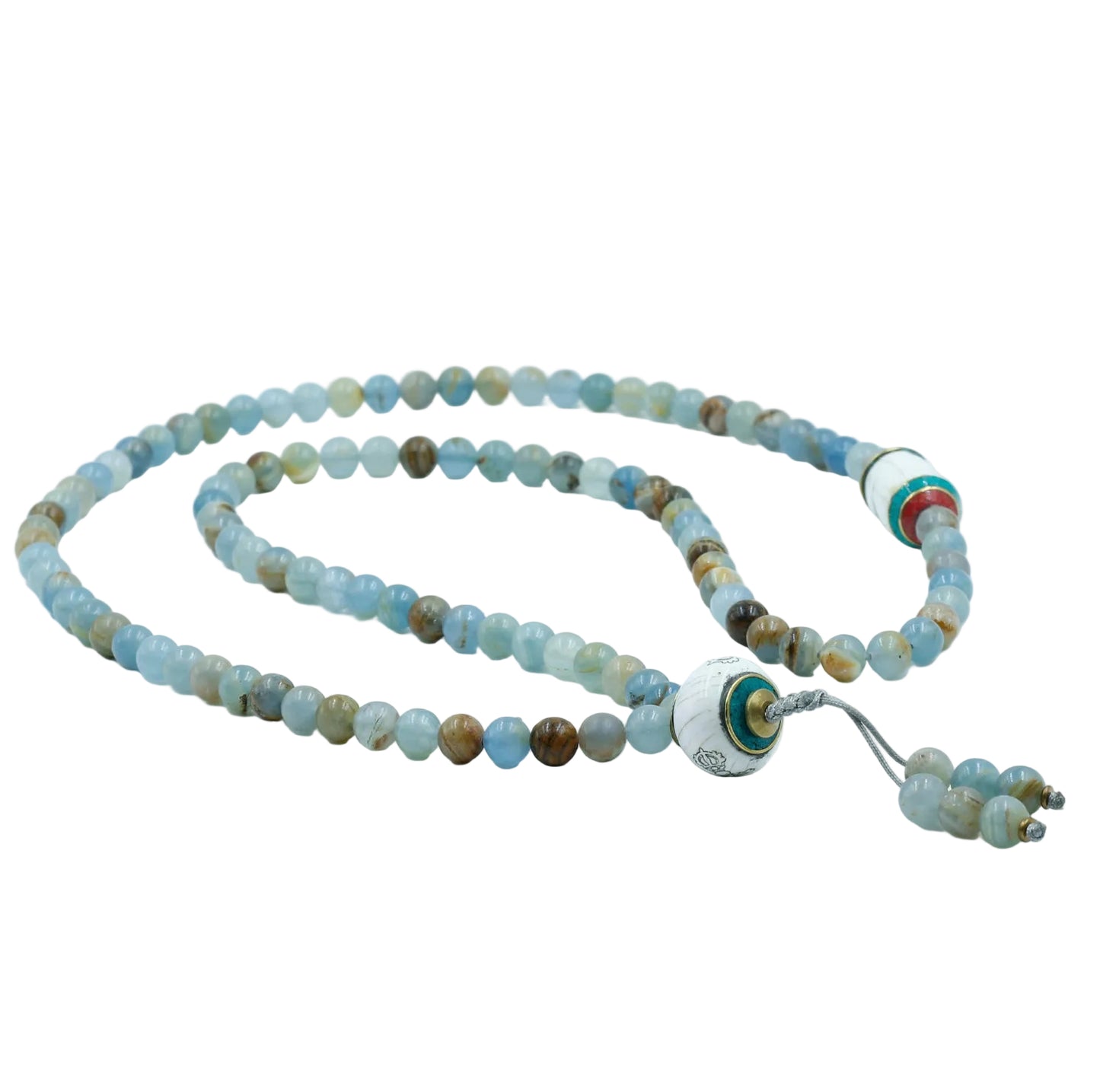Beaded mala with on a white background