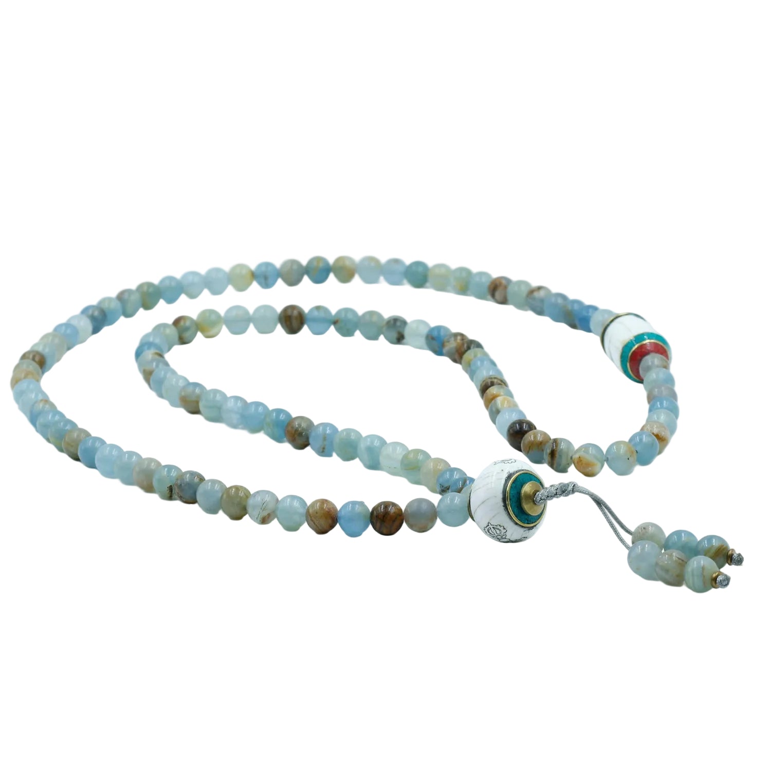 Beaded mala with on a white background