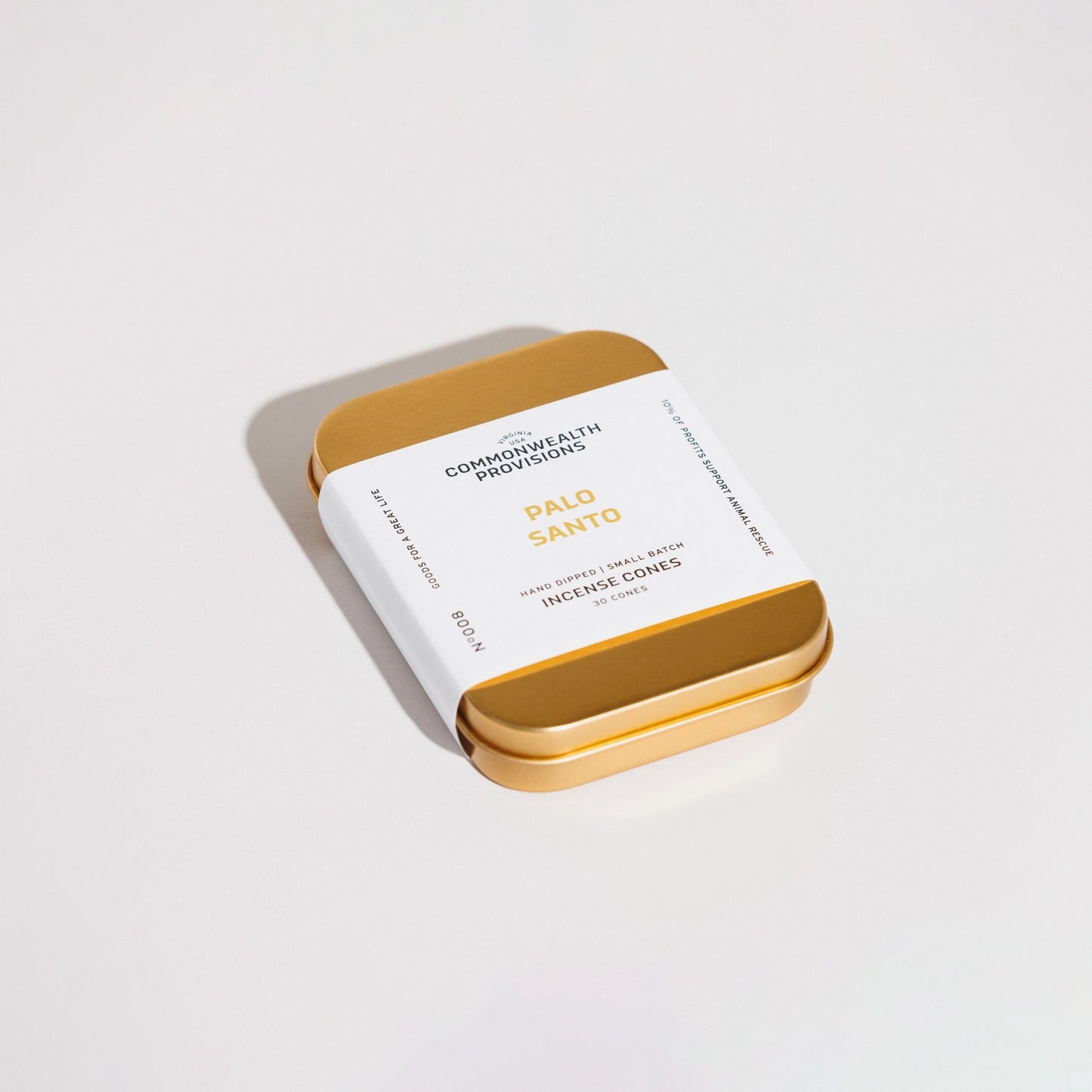 Incense cones packaging with 'Palo Santo' text on a light gray background