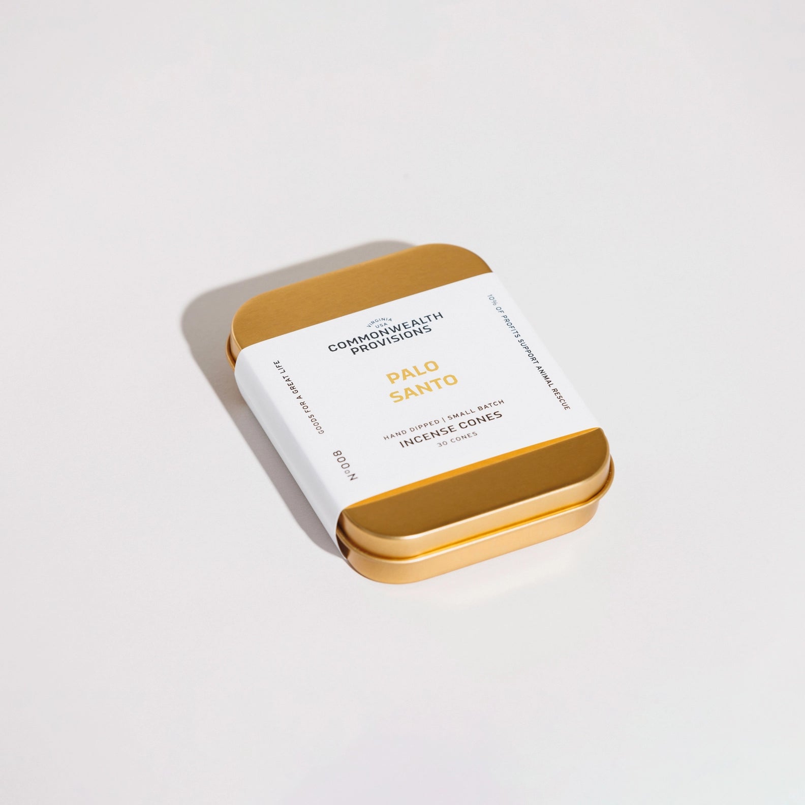 Incense cones packaging with 'Palo Santo' text on a light gray background