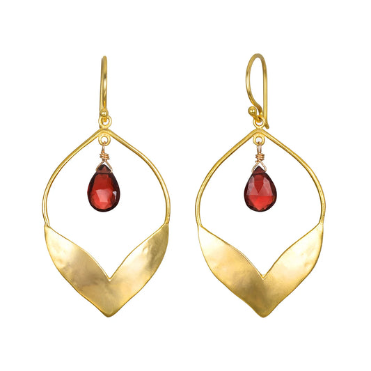 Garnet Topaz Lotus Earrings