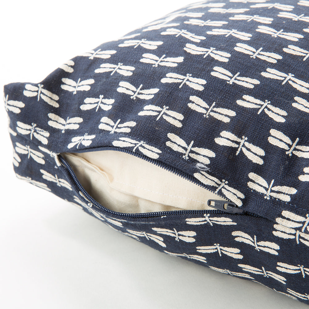 Navy Dragonfly Print Zabuton - COVER ONLY