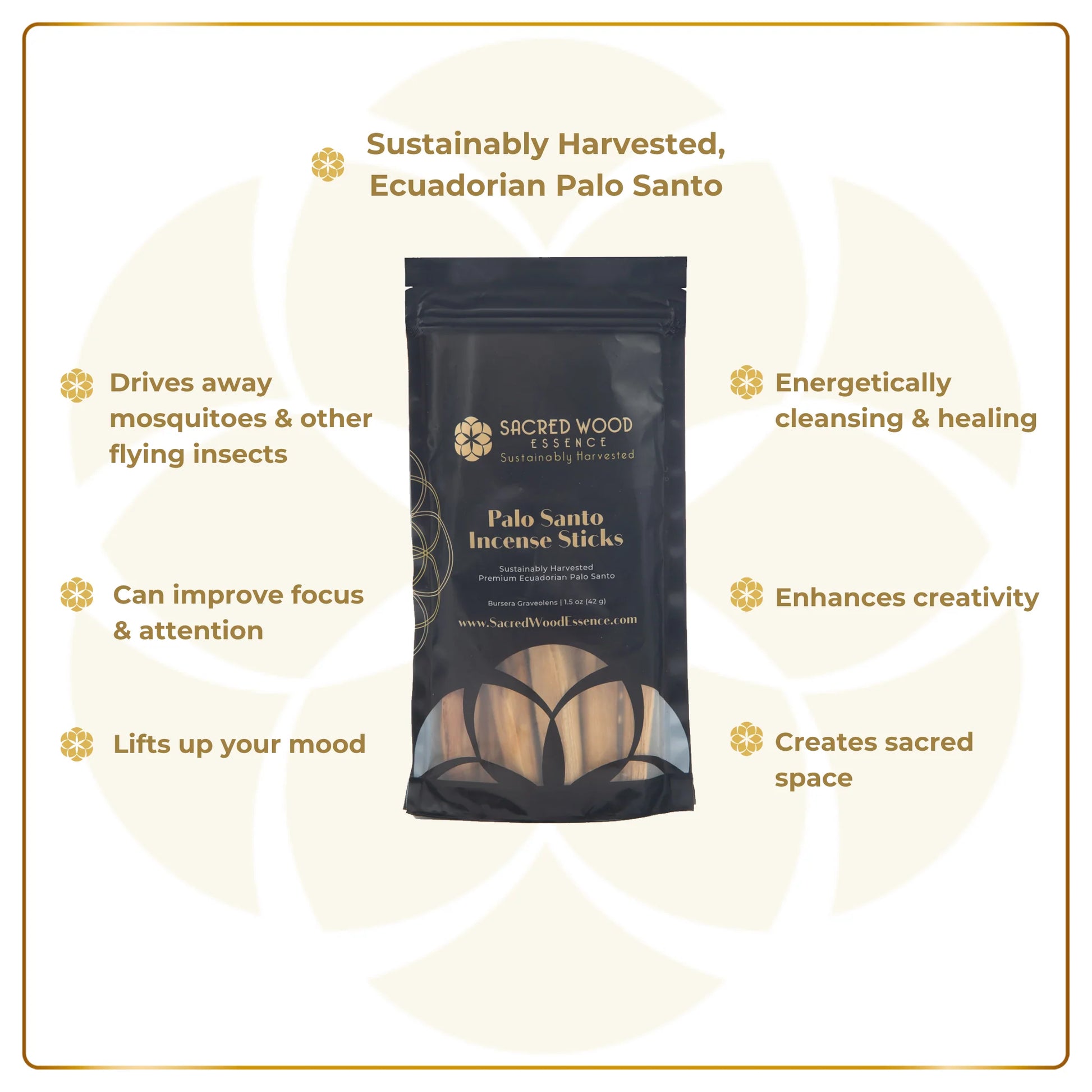 Info graph of palo santo incense sticks.