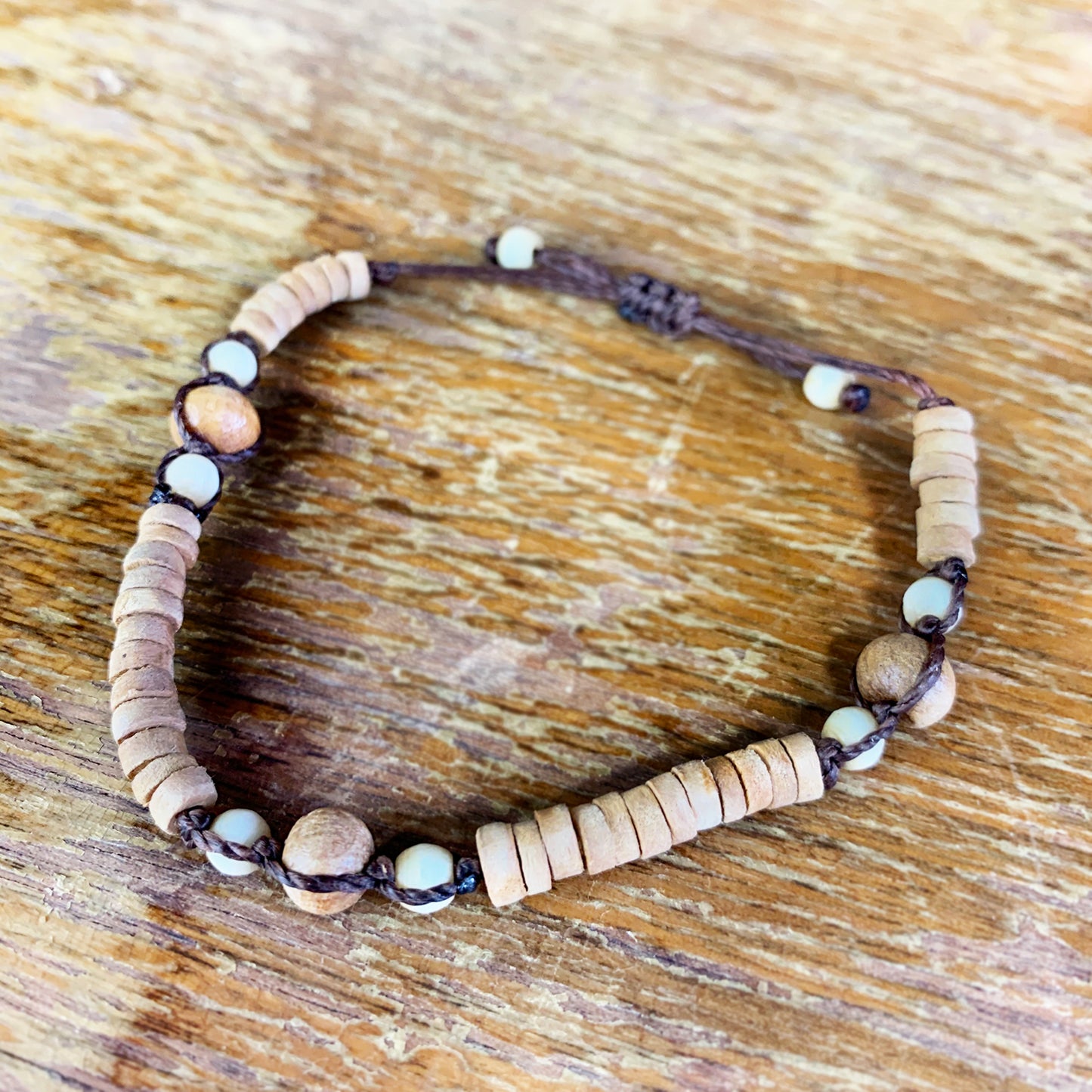 Wood and Bone Bead Bracelet