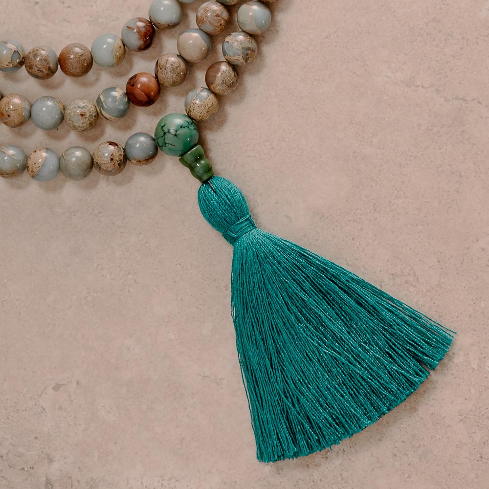 African Opal & Turquoise Mala, 108 Beads