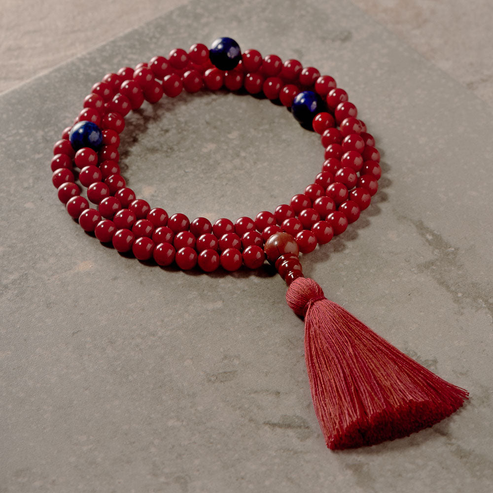 Red Coral and Lapis Mala