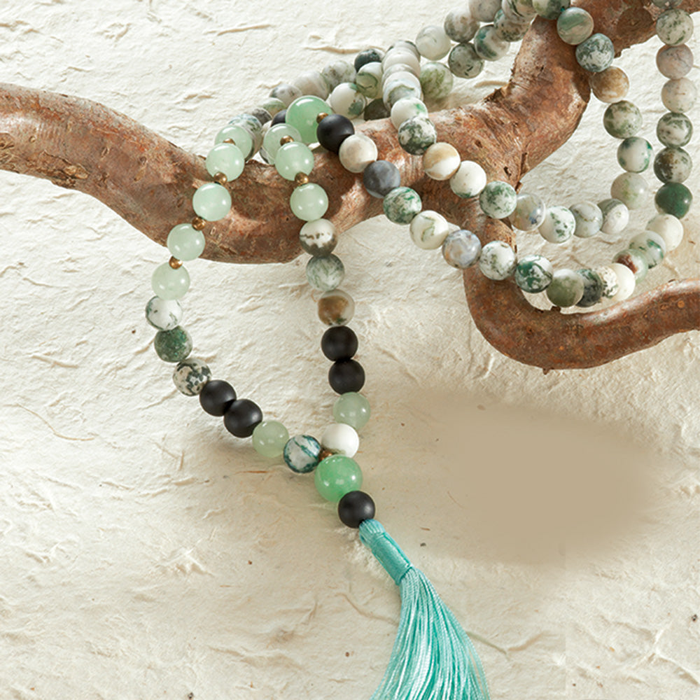 Tree Agate Mala, 108 beads