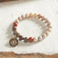 Fossil Coral and Red Jasper Stretchy Mala