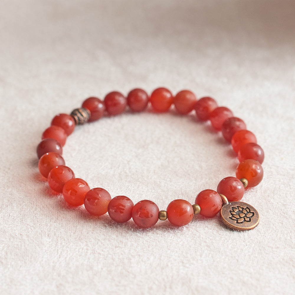 Om Mani Carnelian Stretchy Wrist Mala Bracelet