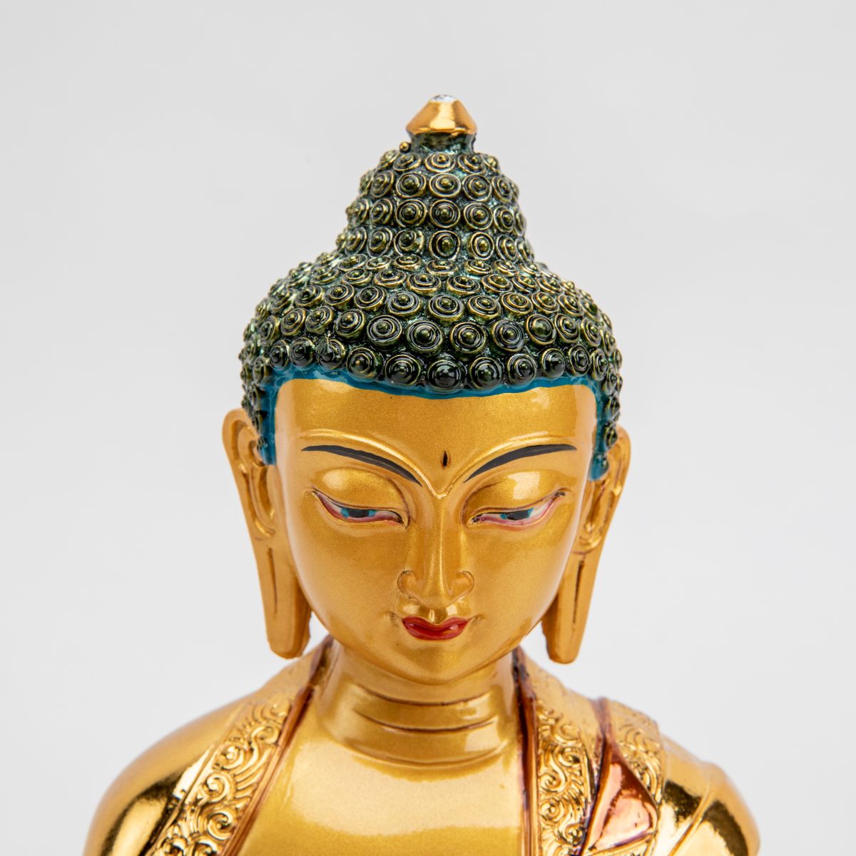 Golden Resin Shakyamuni Buddha Statue - 12"
