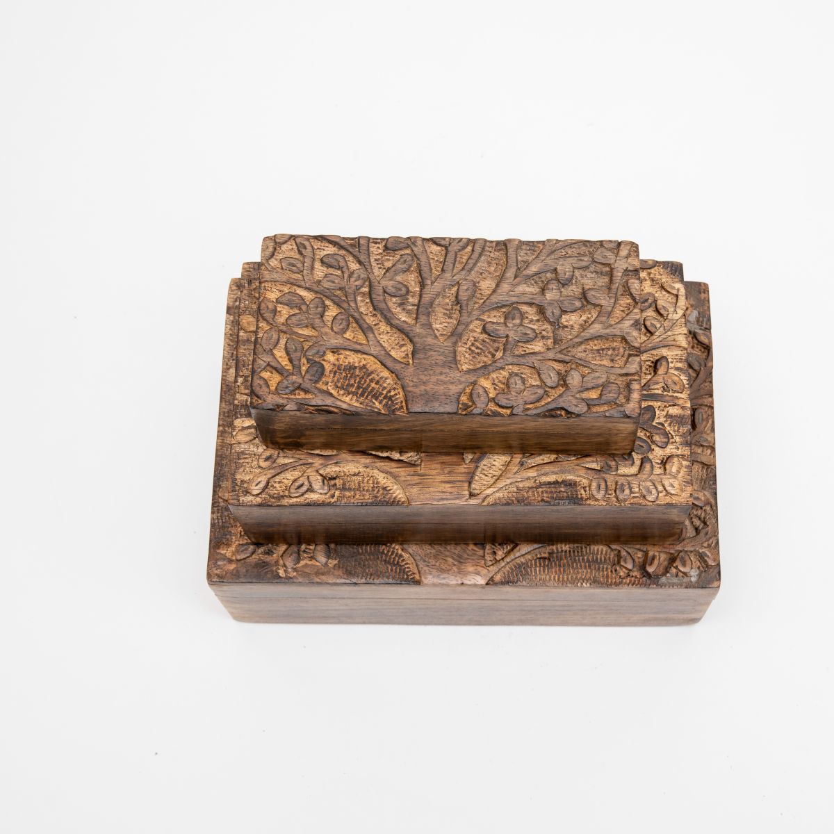 Set of 3 Keepsake Boxes with Tree of Life Carvings