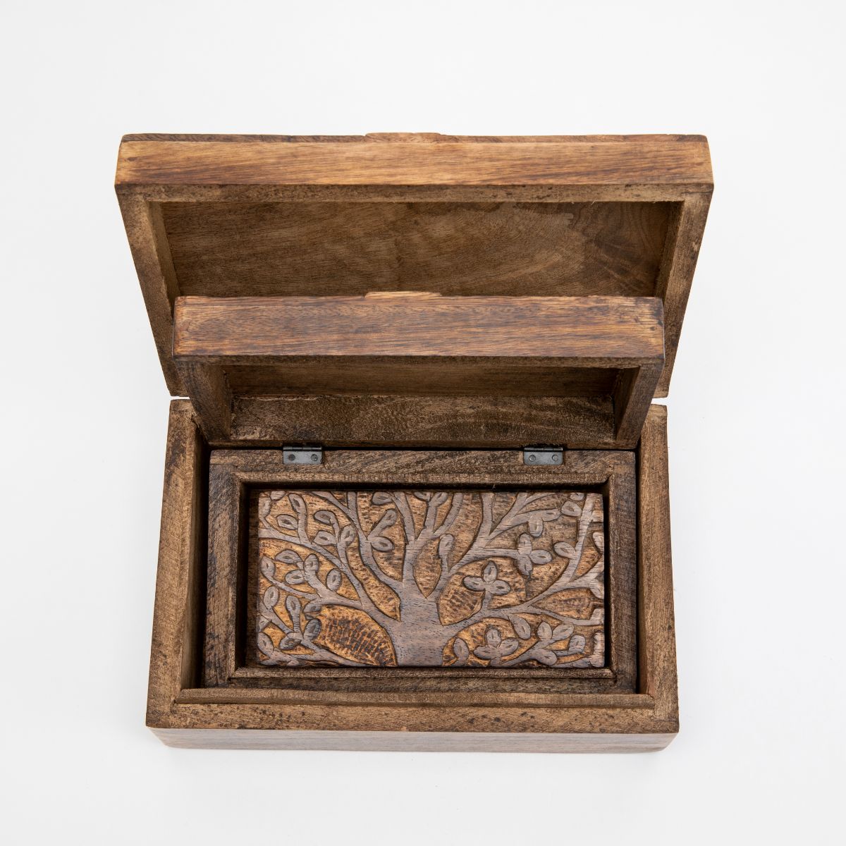 Set of 3 Keepsake Boxes with Tree of Life Carvings