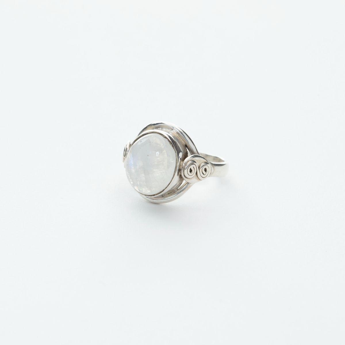 Large Rainbow Moonstone Ring in Silver