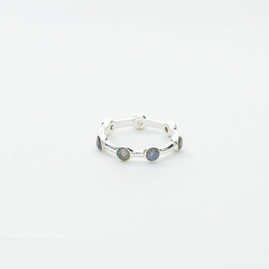 7 Stone Labradorite Band Ring in Silver