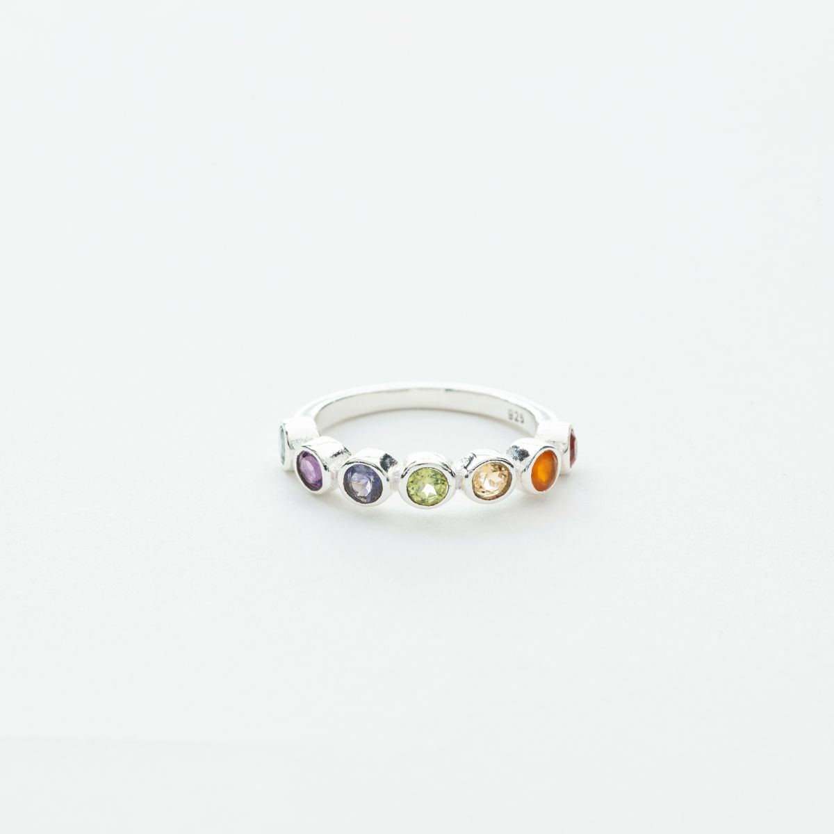 7 Stone Chakra Ring in Silver