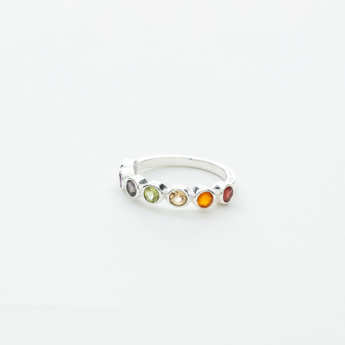 7 Stone Chakra Ring in Silver