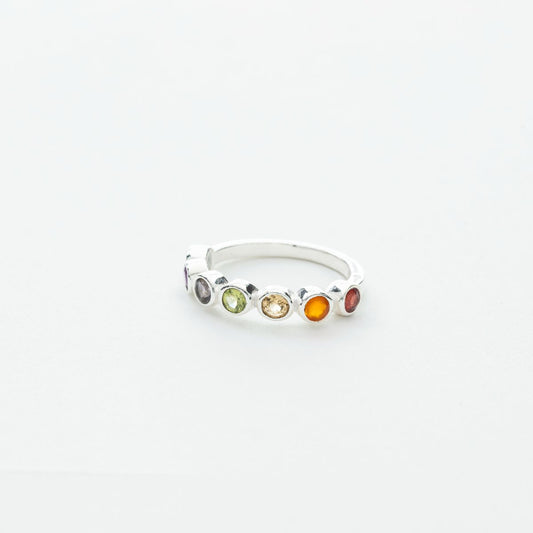7 Stone Chakra Ring in Silver