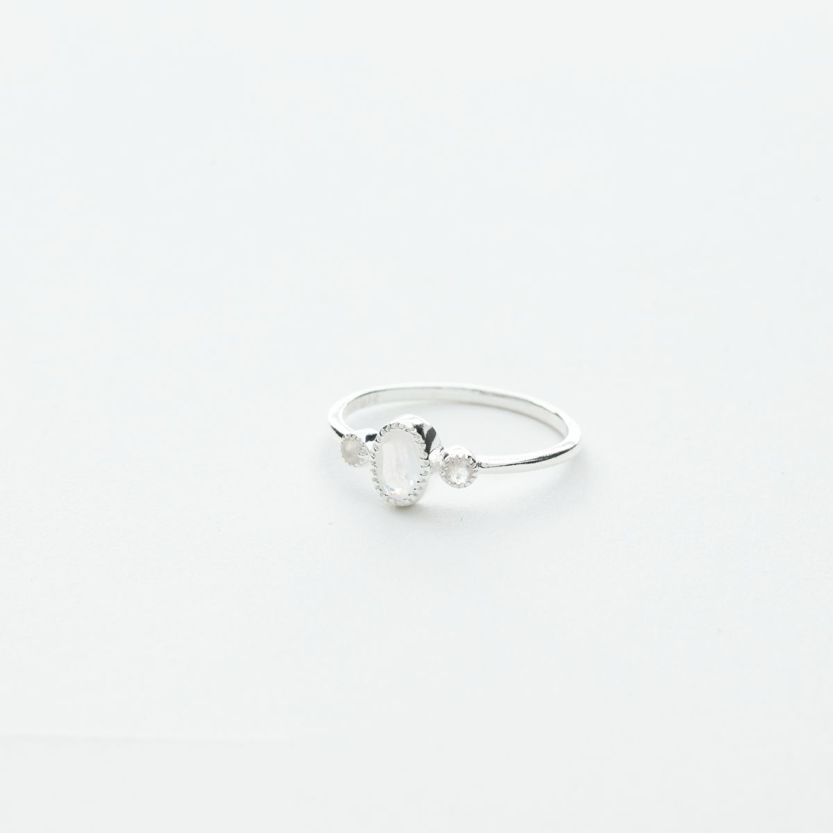 3 Stone Oval Ring in Silver
