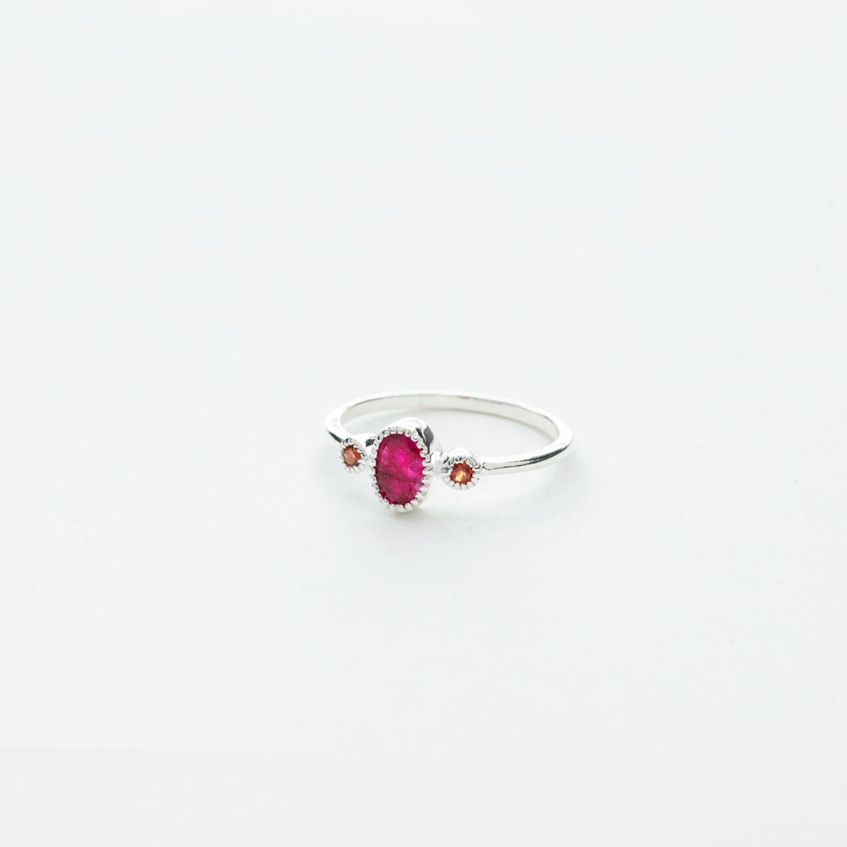 3 Stone Oval Ring in Silver