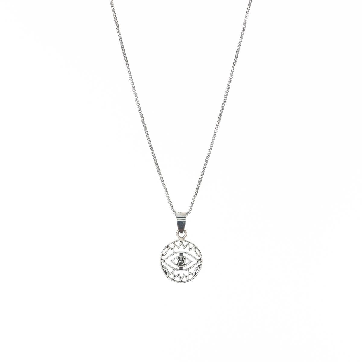 Evil Eye Cutout Pendant Necklace in Silver – DharmaCrafts