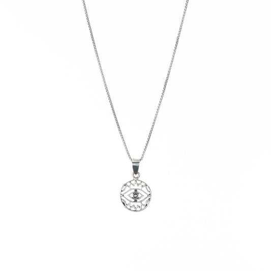 Evil Eye Cutout Pendant Necklace in Silver