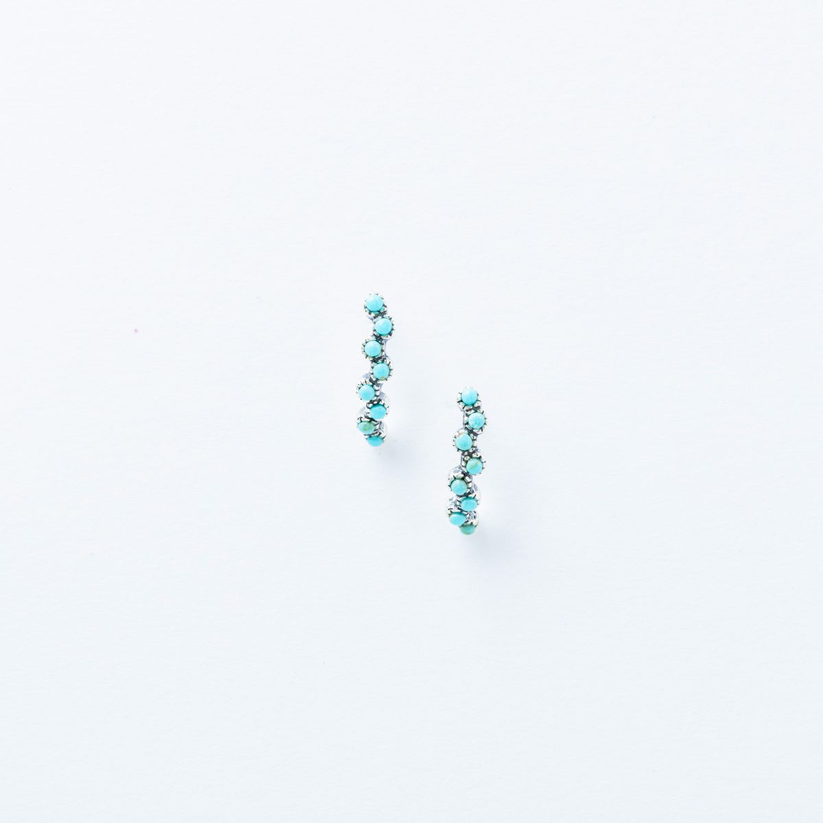 Turquoise Strand Stud Earrings in Sterling Silver